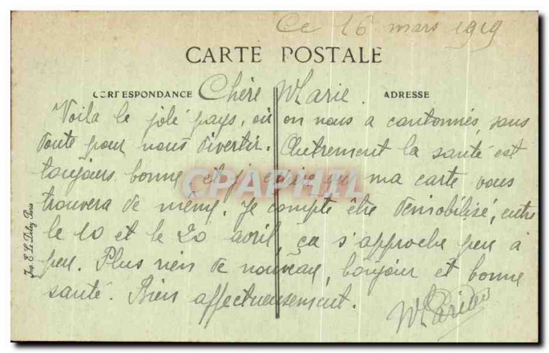 Old Postcard From War Battle of the Marne Bannes Fere Champenoise Farm burned...