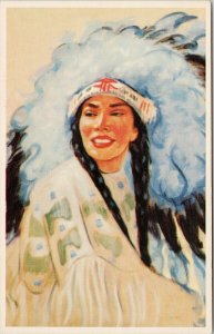 'Sioux Indian Maiden' Native American Woman Banff AB Christoffersen Postcard F56