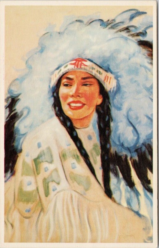 Sioux Indian Maiden Native American Woman Banff Ab Christoffersen Postcard F56 Topics 