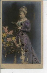 German Empress Queen Thick Embossing Tinted Real Photo Postcard Glitter