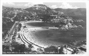 Postcard RPPC Photo Mexico Acapulco aerial view of Beach 22-13409