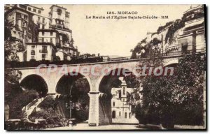 Old Postcard Monaco Ravine and the Church of Sainte Devote