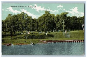 1914 Robinson Park Scene Near Fort Wayne Indiana IN Posted Canoe Boats Postcard