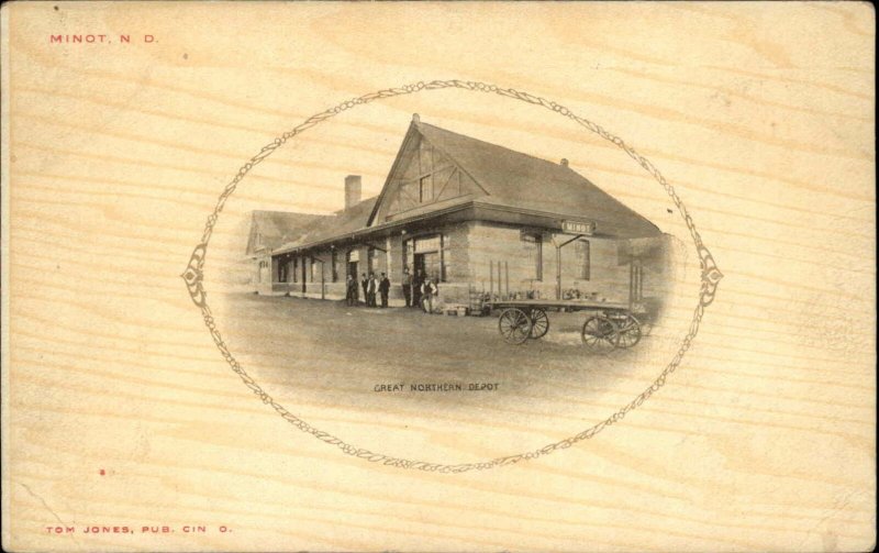 Minot ND North Dakota RR Train Station Depot c1910 Postcard
