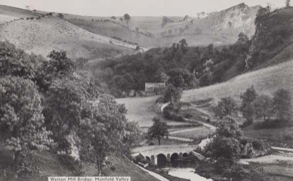 Wetton Mill Bridge Staffordshire Staffs Vintage 1950s Real Photo Aerial Postcard