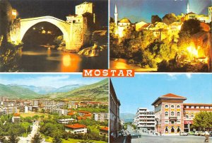 B109829 Bosnia and Herzegovina Mostar Bridge River Castle, Town Hall Panorama