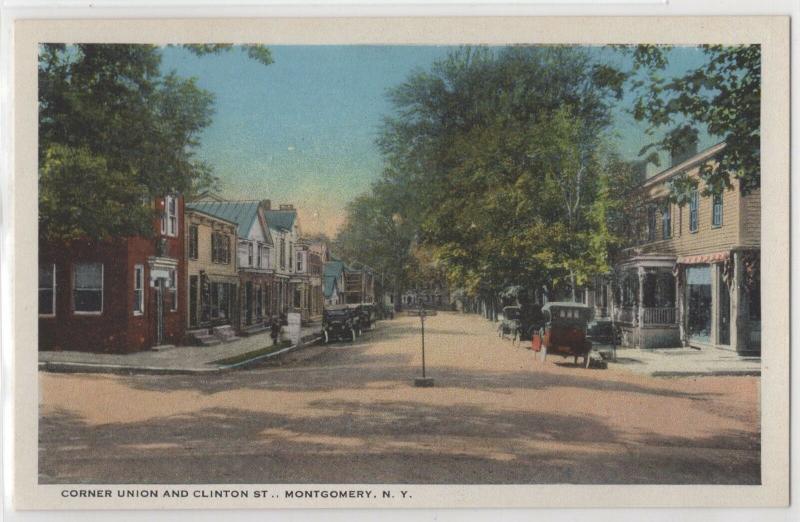 Corner of Union and Clinton St. Street Montgomery NY New York Curteich Postcard