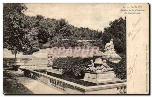 Old Postcard Nimes Garden fountain The Nympheum