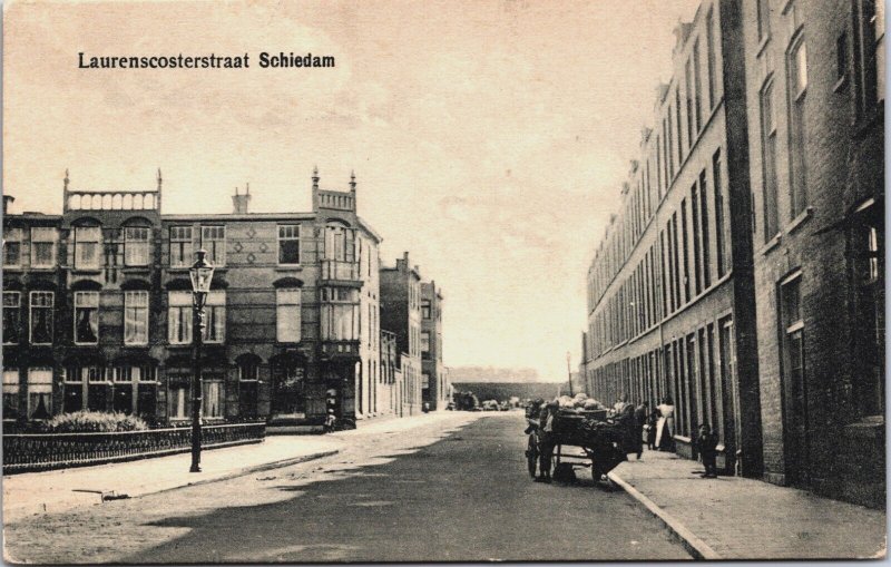 Netherlands Laurens Costerstraat Schiedam  Vintage Postcard C120