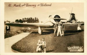 1930s Advertising RPPC Van de Kamp's Bakers, Al, Mack & Tom w/ Plane in Holland