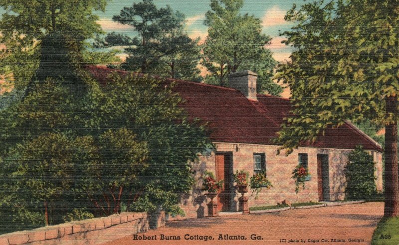 Vintage Postcard Robert Burns Cottage Confederate Avenue Atlanta Georgia GA