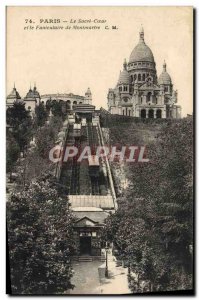 Old Postcard Paris The Sacre Coeur and Montmartre Funicular
