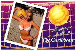 Sexy Girls in Bikini  holding Volleyball  , The Caribbean
