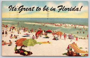 1959 It's Great To Be In Florida Bathing Beach Resorts Vacation Posted Postcard