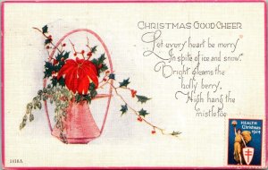 Christmas Greetings With Flowers 1924