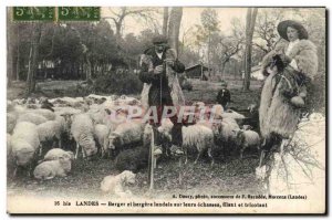 Old Postcard Folklore shepherd and shepherdess Landes Landes stilts on their ...