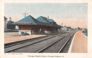 Chicago Heights Illinois Train Station Vintage Postcard AA28709