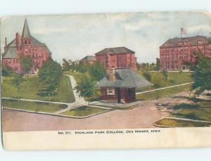 Pre-1907 HIGHLAND PARK COLLEGE Des Moines Iowa IA A1981