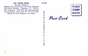 Postcard MOTEL SCENE Bozeman Montana MT AT5923