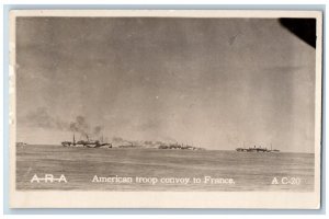 American Troop Convoy To France Postcard RPPC Photo Dazzle WWI c1910's Antique