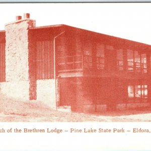 1970s Eldora, IA Pine Lake State Park Church of the Brethren Lodge Postcard A70