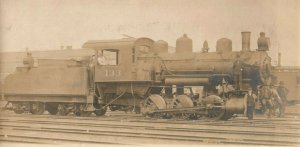 Rock Island Illinois Steam Train Crew Group Photo RPPC Vintage Antique Postcard