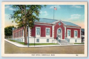 Somerville Massachusetts MA Postcard Post Office Building Exterior 1920 Unposted