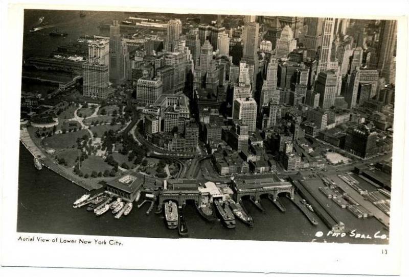 NEW YORK CITY - Lower Manhattan Aerial View Real Photo 