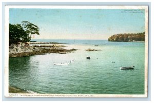 c1920's Whitehead Cushing Island From Peak Island Portland ME Phostint Postcard