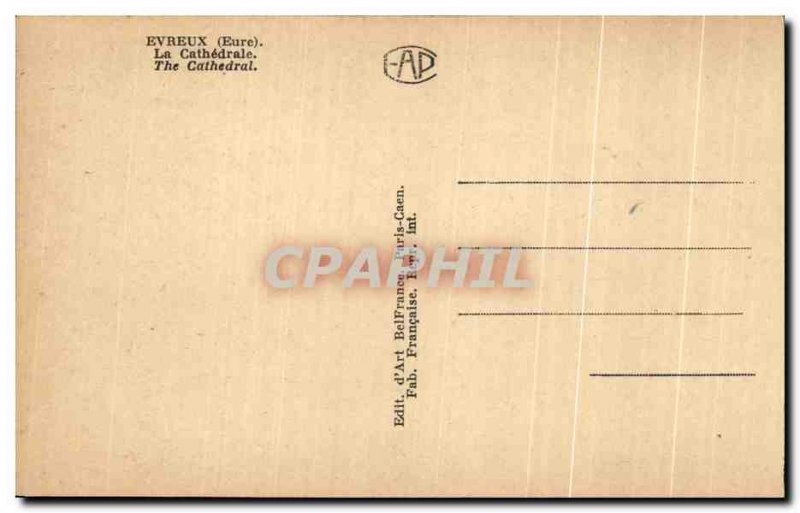 Old Postcard Evreux La Cathedrale The Cathedral