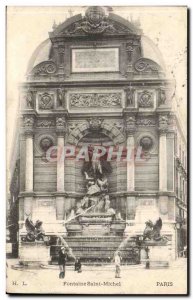 Paris Old Postcard Fontaine Saint Michel