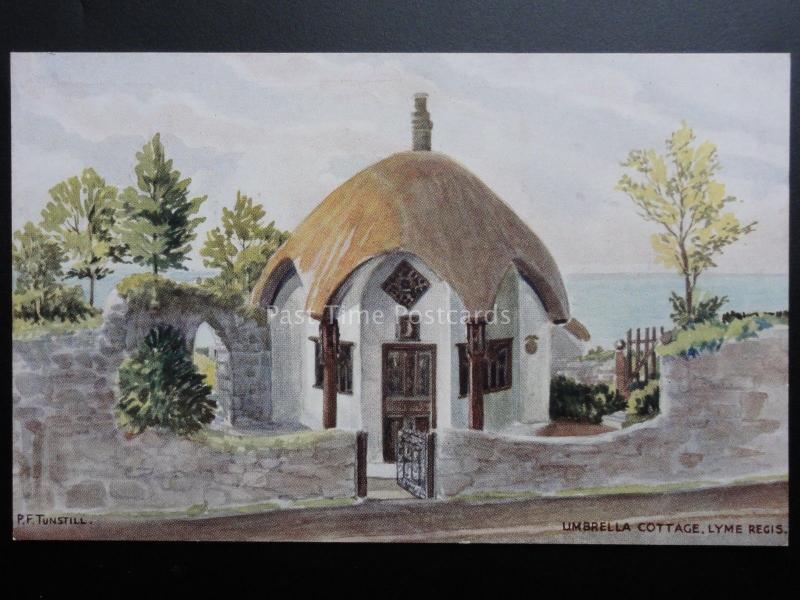 Lyme Regis UMBRELLA COTTAGE Art by PF Tunstall - Pub By J Salmon 4378