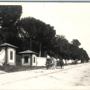 c1920s Rome, Italy RPPC Villa Santa Caterina Via Appia Antica Horse Cart A362