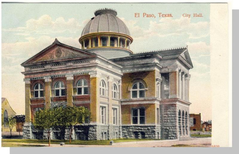 Vintage El Paso, Texas/TX Postcard, City Hall