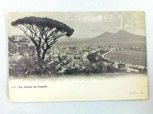 Vintage Postcard Un Saluto da Napoli Italy Town Scene