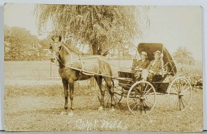 RPPC  Early 1900s Gentlemen Horse Drawn Carriage Pennsylvania Estate Postcard K3