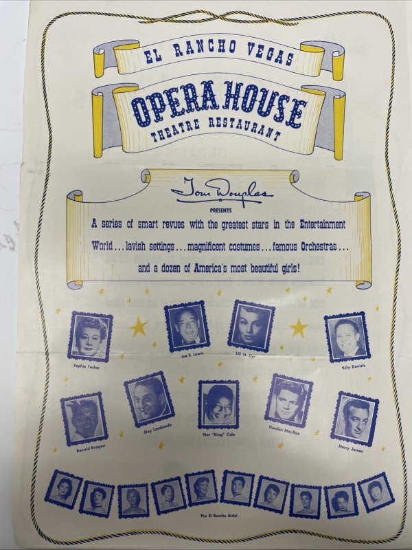 El Rancho Vegas Opera House Theatre Restaurant Program