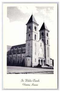 St. Fidelis Church Victoria Kansas Postcard