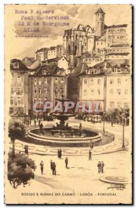 Postcard Old Rossio Ruinas Do Carmo Lisboa Portugal