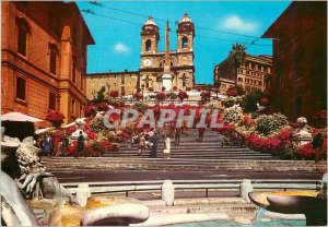 Postcard Modern Rome spanish steps church of the trinity of the mountains