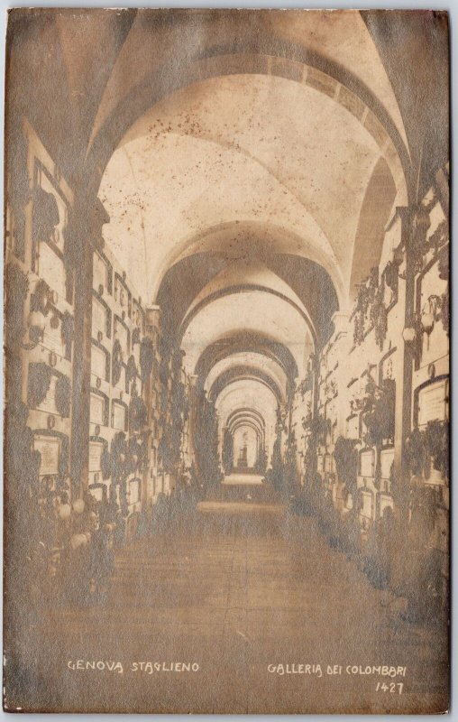 Genova Stauliend Galleria Dei Columbari Cemetery In Genoa Italy Postcard