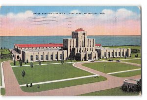 Milwaukee Wisconsin WI Postcard 1942 Lake Park Water Purification Plant