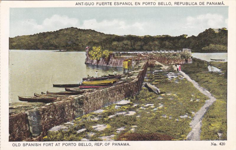 Republic Of Panama 1910 19s Old Spanish Fort At Porto Bello Boats Hippostcard