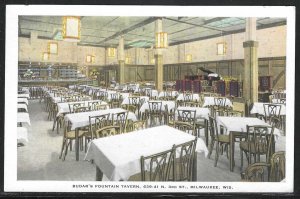 Budar's Fountain Tavern, Milwaukee, Wisconsin, Early Postcard, Unused