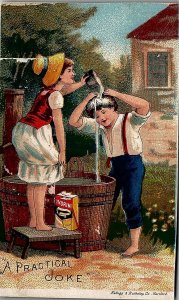 1880s IVORINE CLEANSER VICTORIAN CHILDREN WASHING HAIR TRADE CARD 26-73