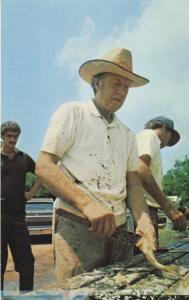 Jimmy Carter Cleaning Fish ~ Billy's Gas Station ~ Plains GA Georgia Postcard