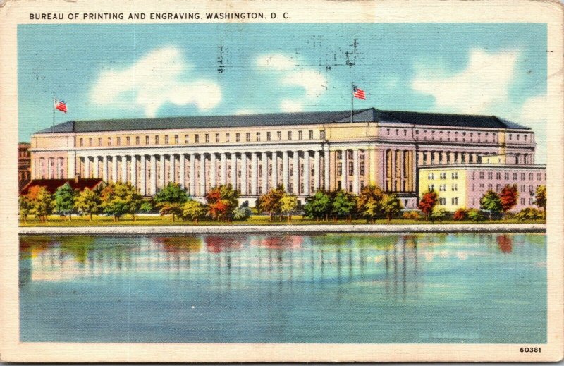 Linen View - Bureau of Printing and Engraving - Washington, DC POSTCARD AIRMAIL