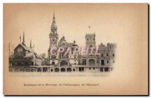 Old Postcard Paris 1900 World Expo pavilions of Norway from Germany to Spain