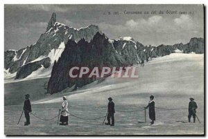 Old Postcard Mountaineering Caravan to Col du Geant