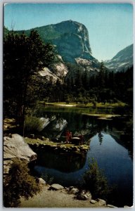 Vtg California CA Mirror Lake Mt Watkins Yosemite National Park View Postcard